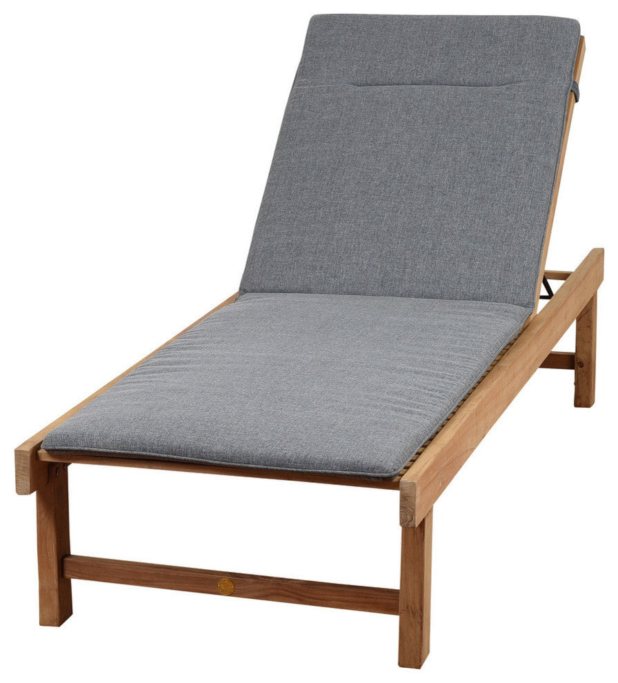 Amazonia Maasdam Teak Patio Lounger with Gray Cushion