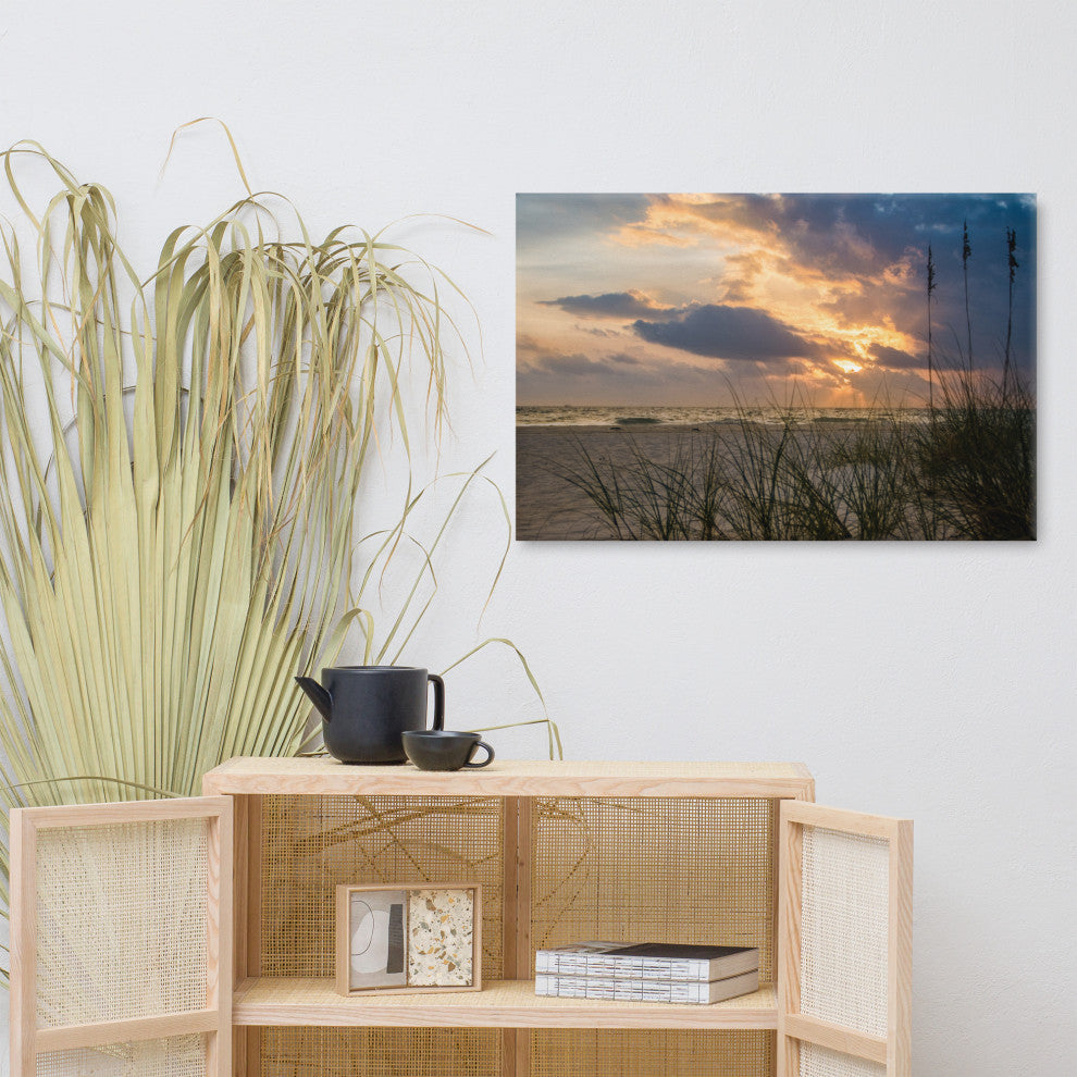 Coastal Wall Artwork: Anna Maria Island Beach Sunset 2 Canvas Print, 24" X 36"