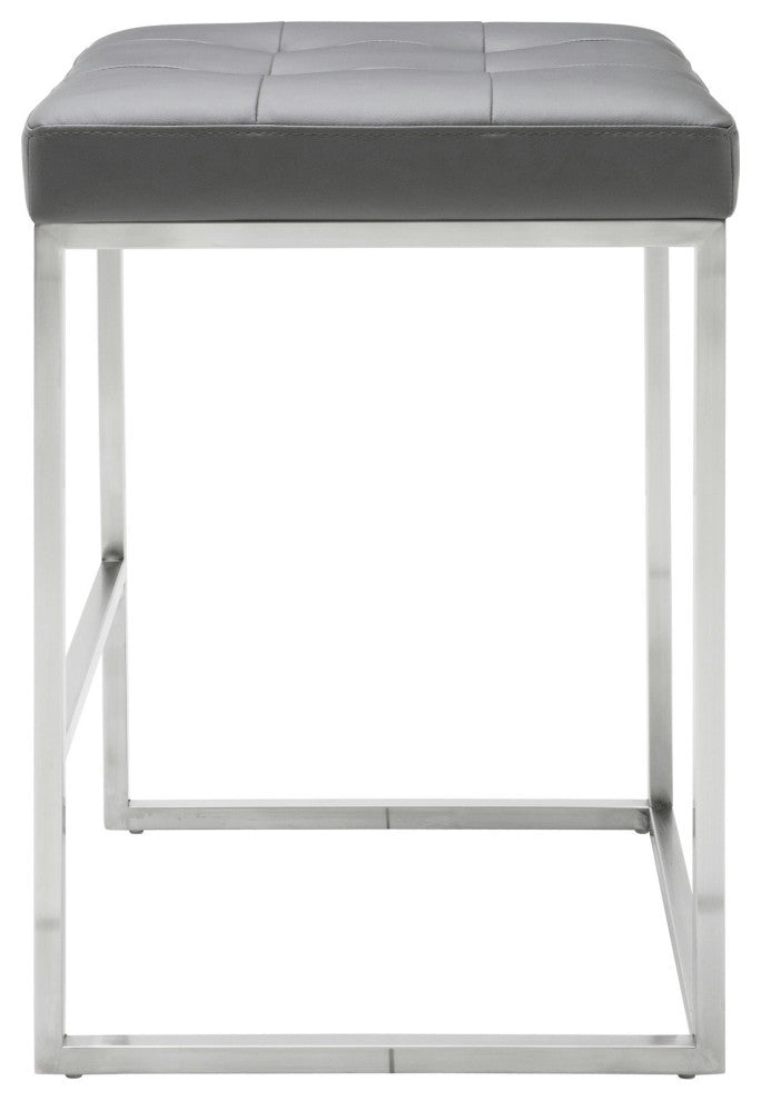 Chi Stool, Seat: Gray, Base: Stainless Steel, Counter Height