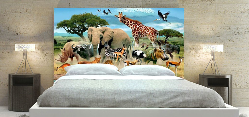 "Animals At The Water" Headboard
