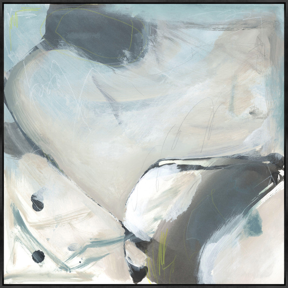 30x30 Flow of Wind VI, Framed Artwork, Black