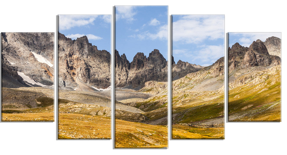 "Hills and Valleys in Golden Morning" Landscape Photo Wall Art, 5 Panel, 60"x32"