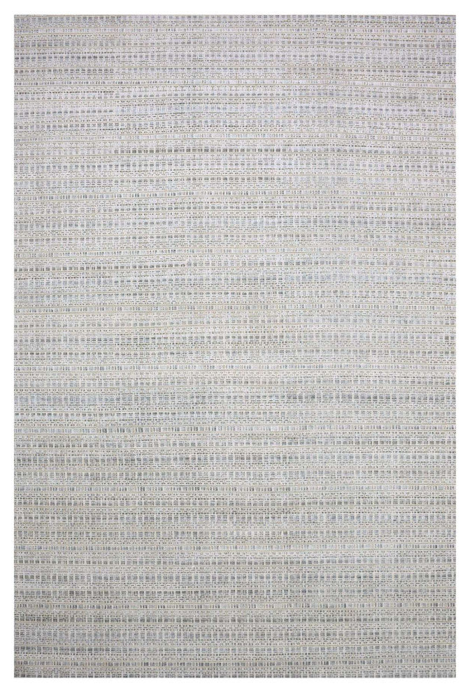 Silver Gray Silk and Wool Hand Knotted Modern Design Oversized Rug, 14'0"x20'4"