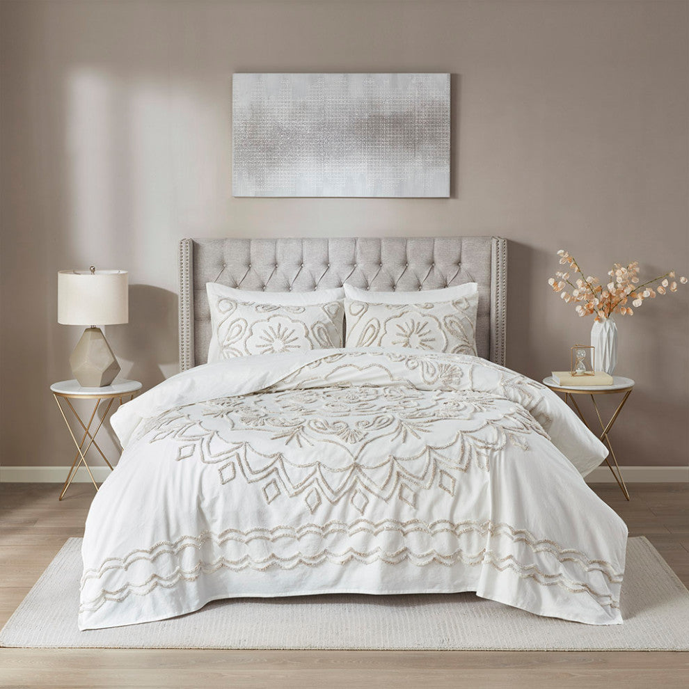 Madison Park Violette 3 Piece Tufted Cotton Chenille Coverlet Set