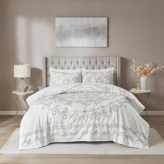 Madison Park Violette 3 Piece Tufted Cotton Chenille Coverlet Set