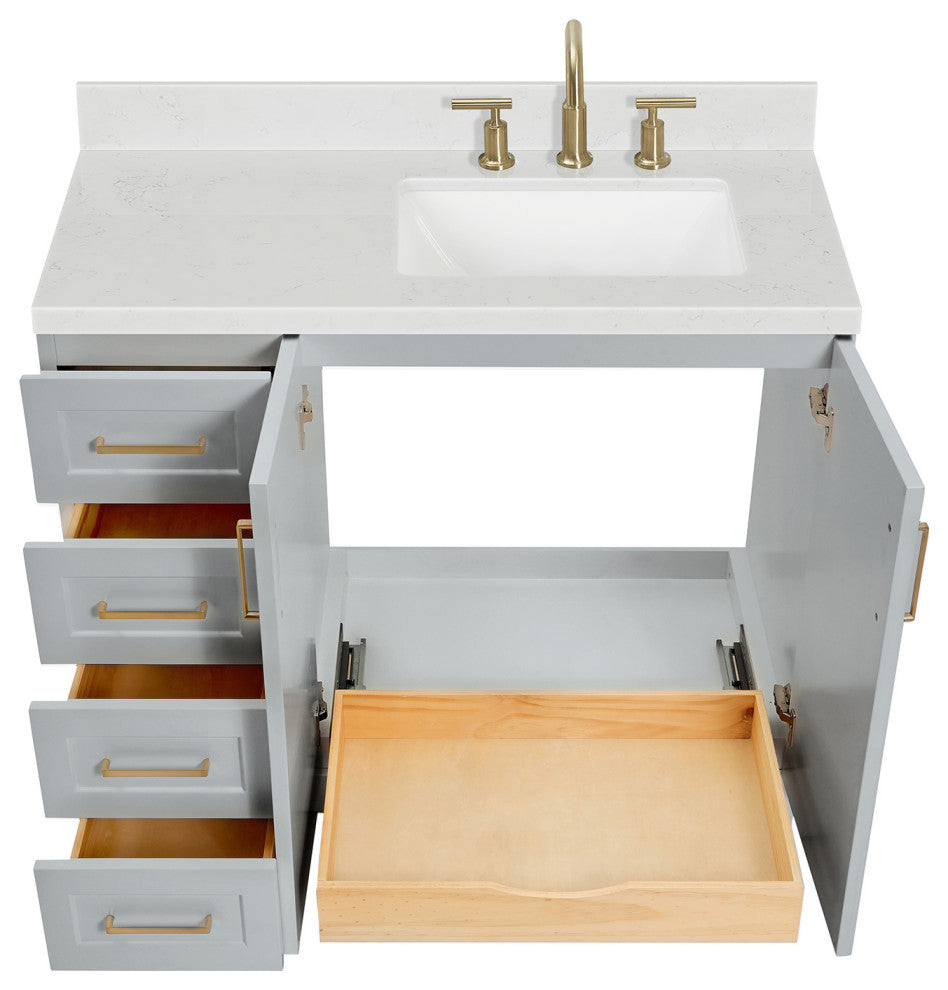 Ariel Taylor 42" Right Offset Single Rectangular Sink Bathroom Vanity