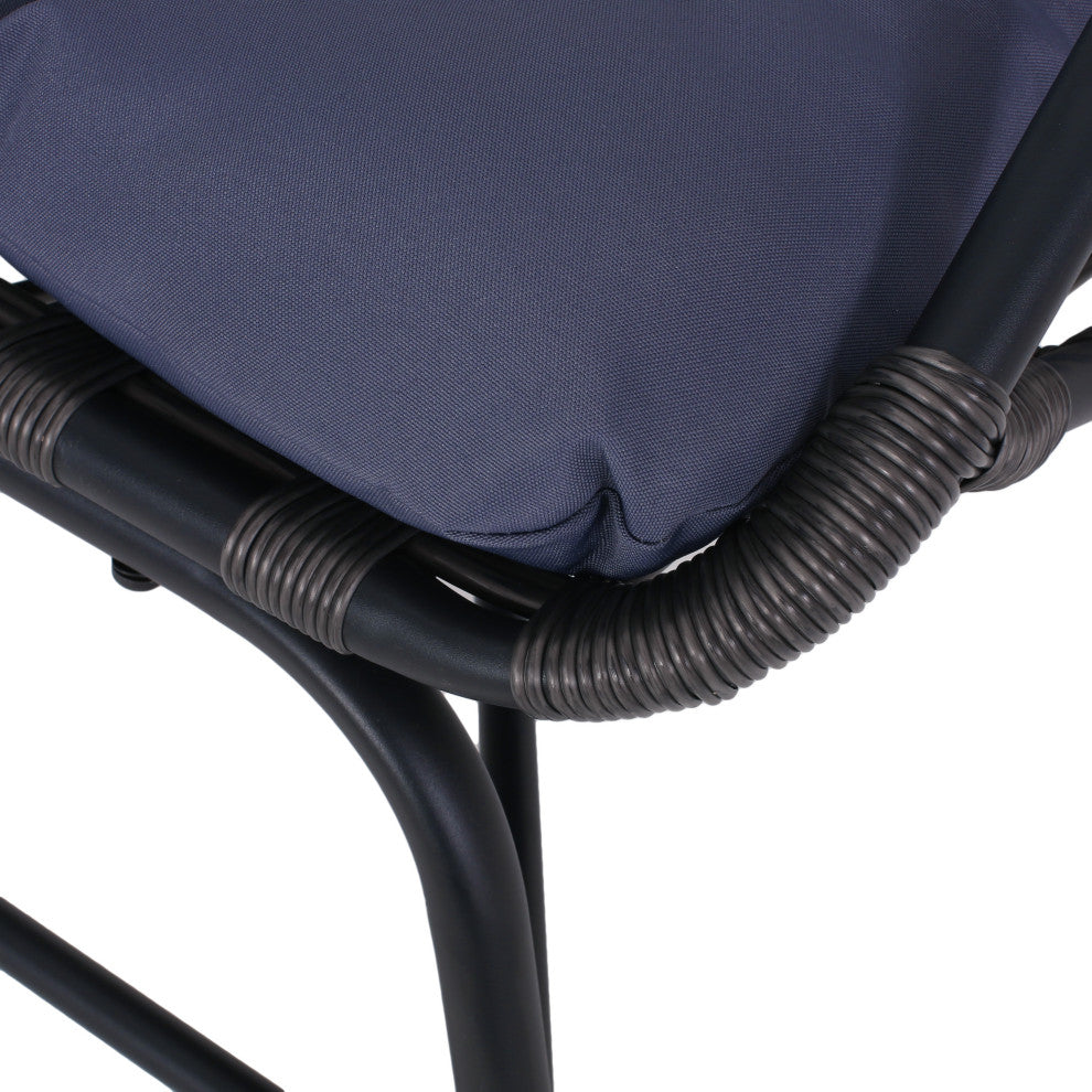Cortina Outdoor Wicker Basket Chair With Cushion, Dark Gray/Gray