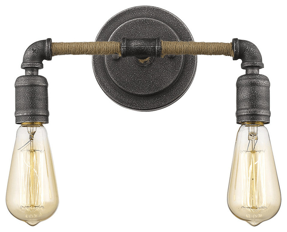 Two Light Industrial Textured Gray Wall Light