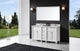 60" Double Bathroom Vanity, White with Carrara White Marble Top