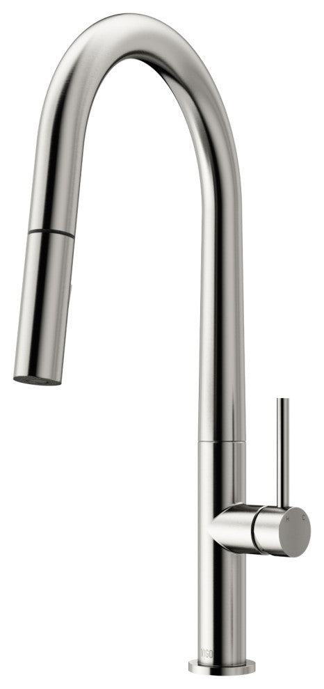 VIGO Greenwich 18" H Single Handle Pull-Down Sprayer Kitchen Faucet, Stainless Steel, No Sensor, Without Extras