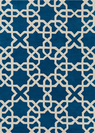 Davin Contemporary Area Rug, Blue and White, 7'x10'