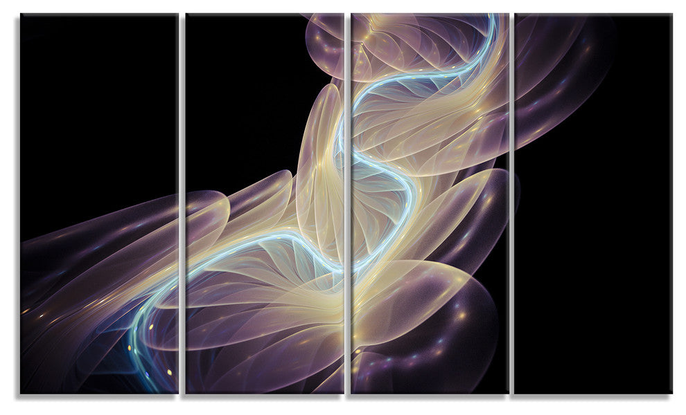Elegant Fantasy Fractal Design, Abstract Canvas Art Print, 48"x28", 4 Panels