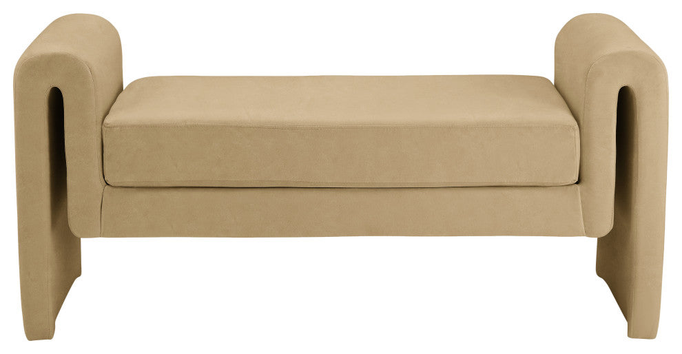 Sloan Velvet Upholstered Bench, Camel, 51" Wide
