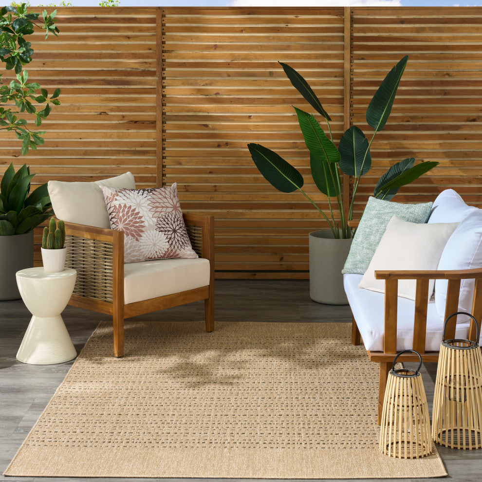 Nourison Tulum 5'3" x 7' Taupe Outdoor Rug