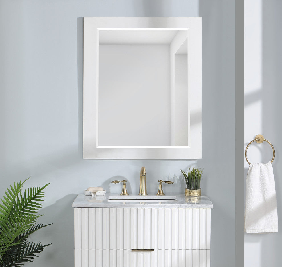 Monad Mirror, White, 30" Wide