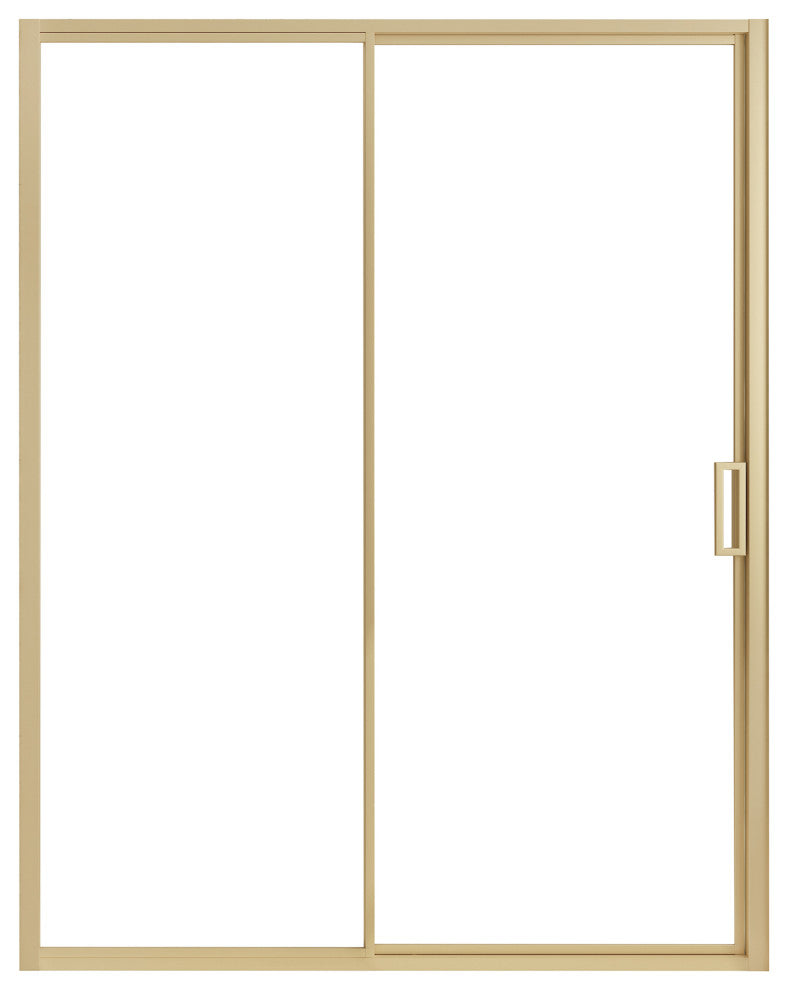 Stanford Sliding Fluted Alcove Shower Door, Brushed Gold, Clear Glass, 60"