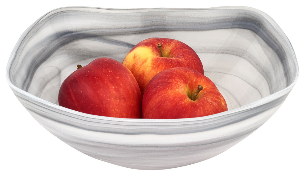 Badash P272 Gray Alabaster Glass 10" Squarish Salad or Serving Bowl