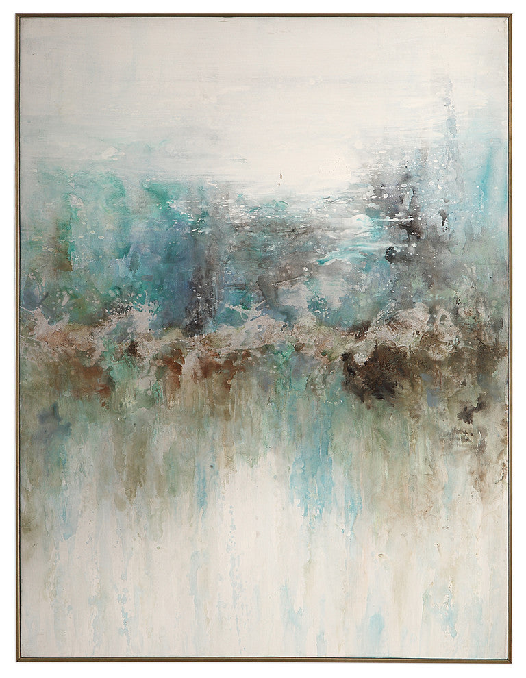Extra Large 49" Blue Green Aqua Wall Art, Painting Abstract Modern Teal Cobalt