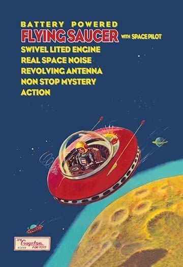 Battery Powered Flying Saucer with Space Pilot - Gallery Wrapped Canvas Art