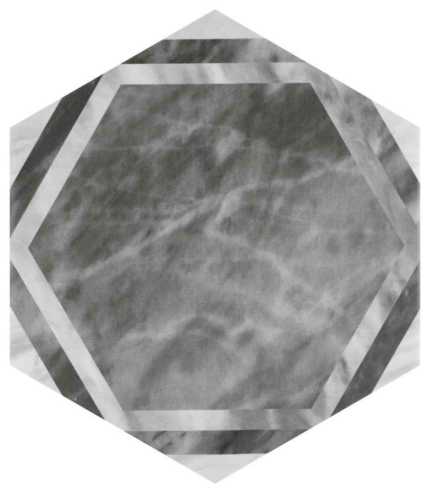 Classico Bardiglio Hex Dimension Porcelain Floor and Wall Tile Sample, Black