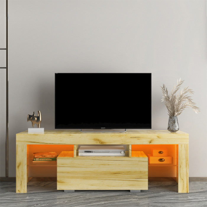 Oak Stand with LED RGB Lights Flat Screen Particle Board TV Cabine