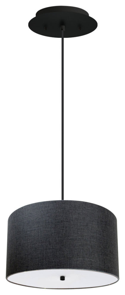 18" W 2 Light Pendant Granite Gray Shade with Diffuser, Black Cord