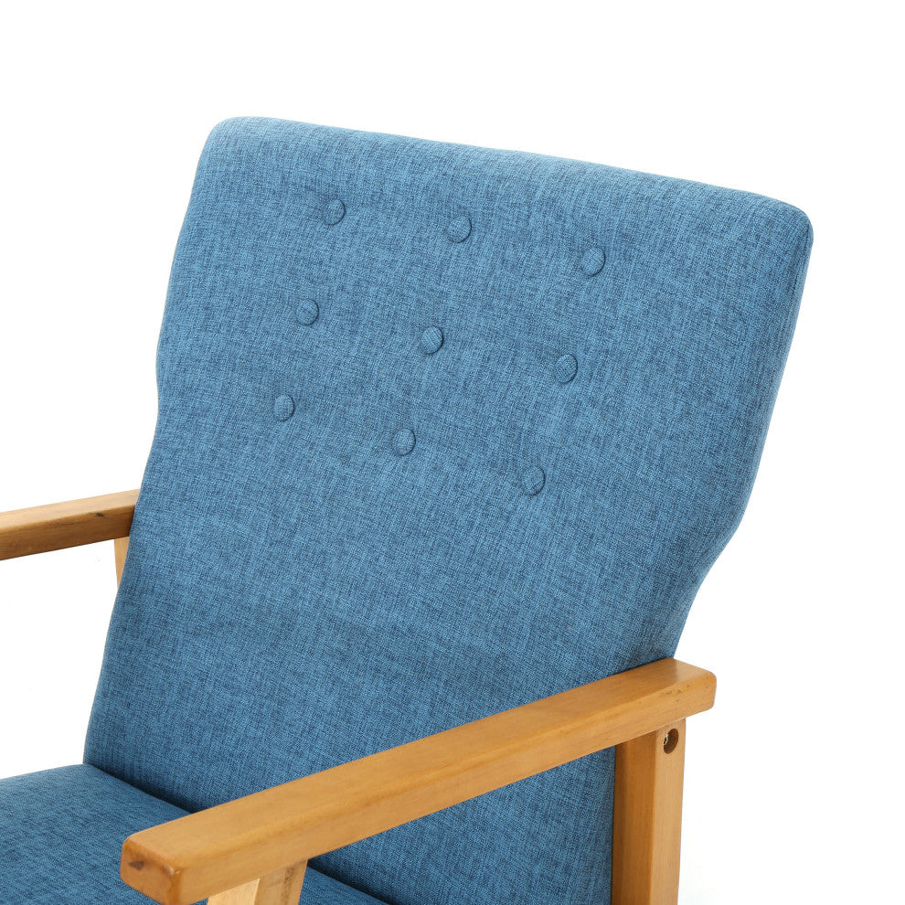 GDF Studio Hank Mid Century Modern Fabric Rocking Chair, Muted Blue