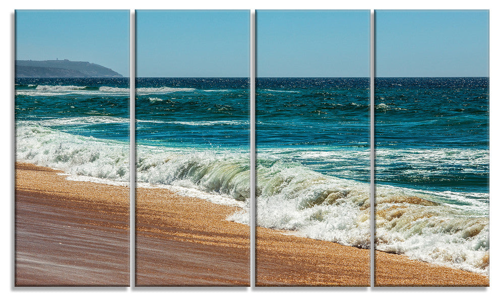 "Ideal Blue Atlantic Beach in Summertime" Seascape Wall Art, 4 Panels, 48"x28"