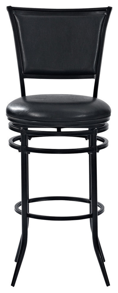 Rachel Swivel Bar Stool, Black With Black Cushion