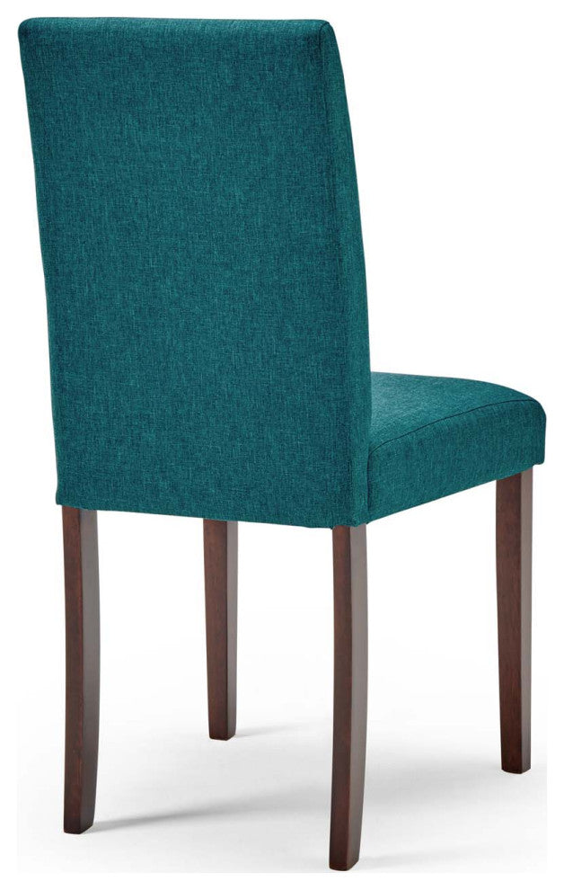 Side Dining Chair and Table Set, Fabric, Drak Brown Teal Blue, Modern, Bistro