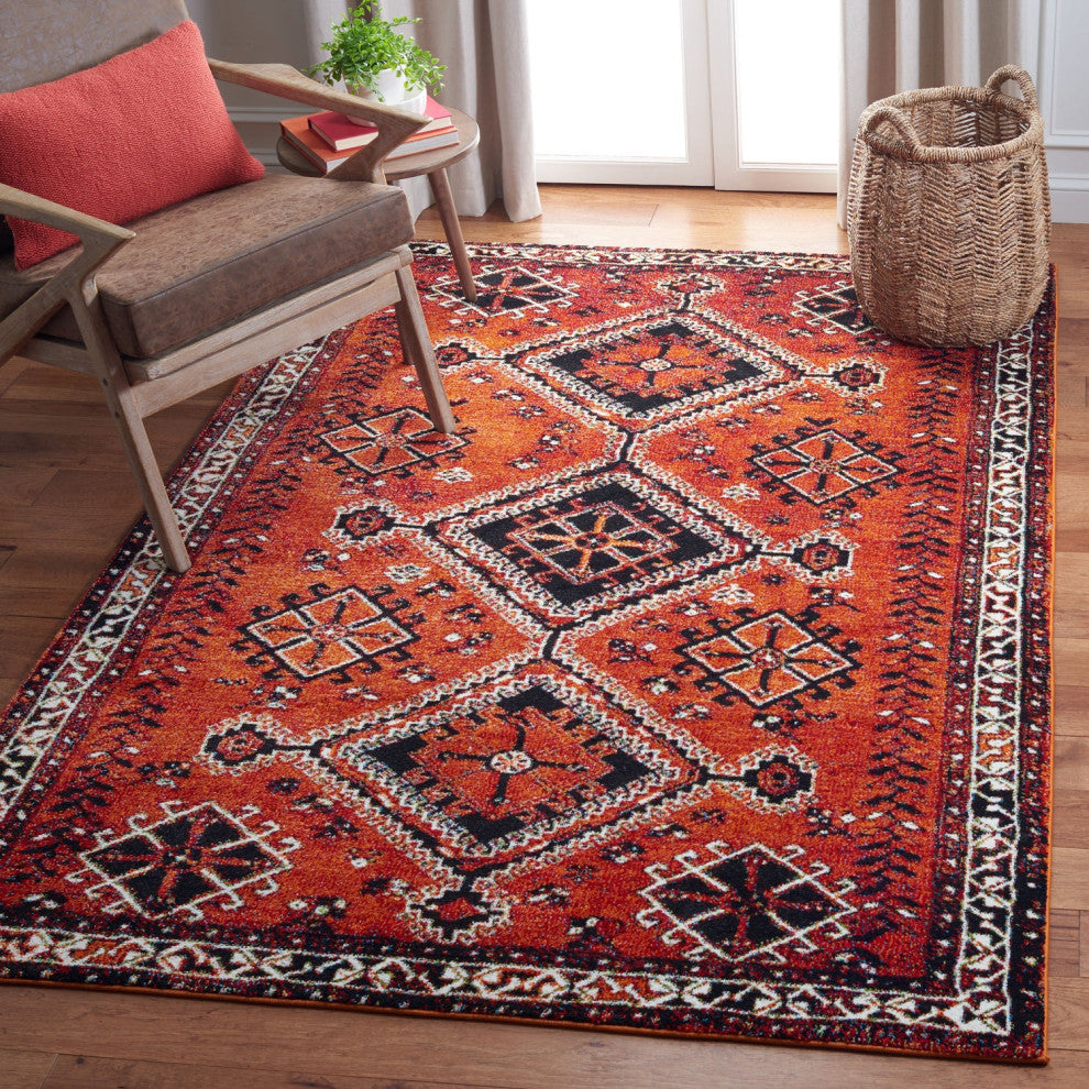 Safavieh Vintage Hamadan Vth293P Traditional Rug, Orange and Red, 6'7"x6'7" Squa