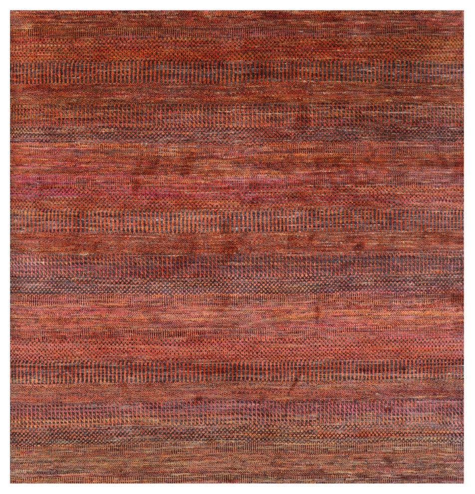 6' Square Super Savannah Gabbeh Hand Knotted Wool and Silk Rug Q11914