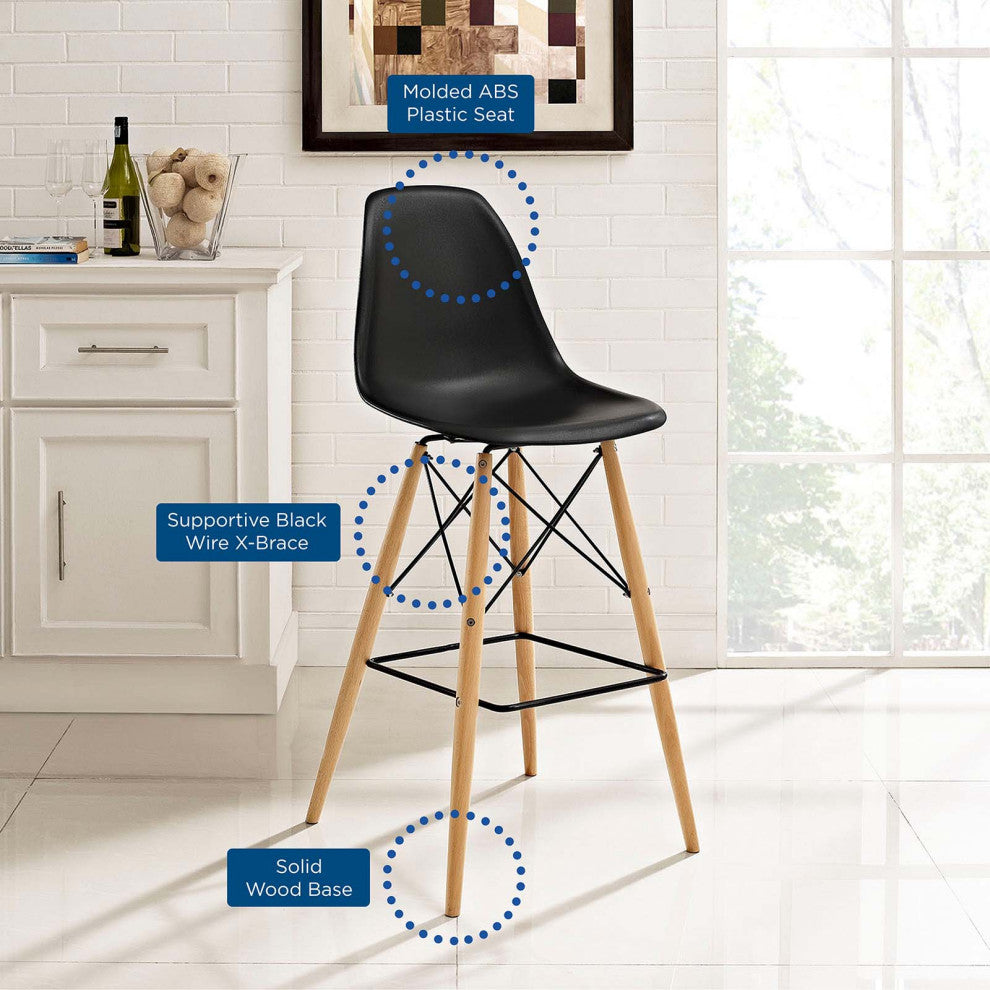 Modern Black Pyramid Dining Side Bar Stool Set of 2