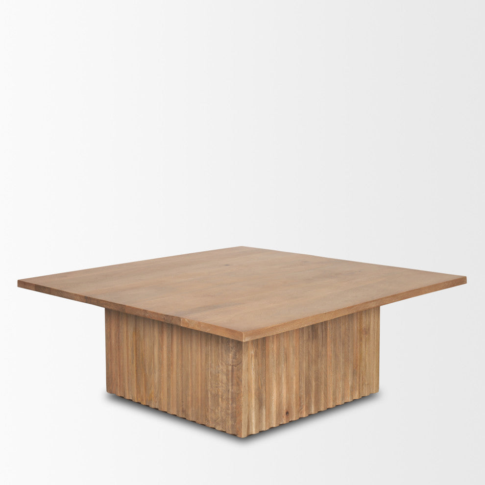 June Light Brown Wood With Fluting Square Coffee Table