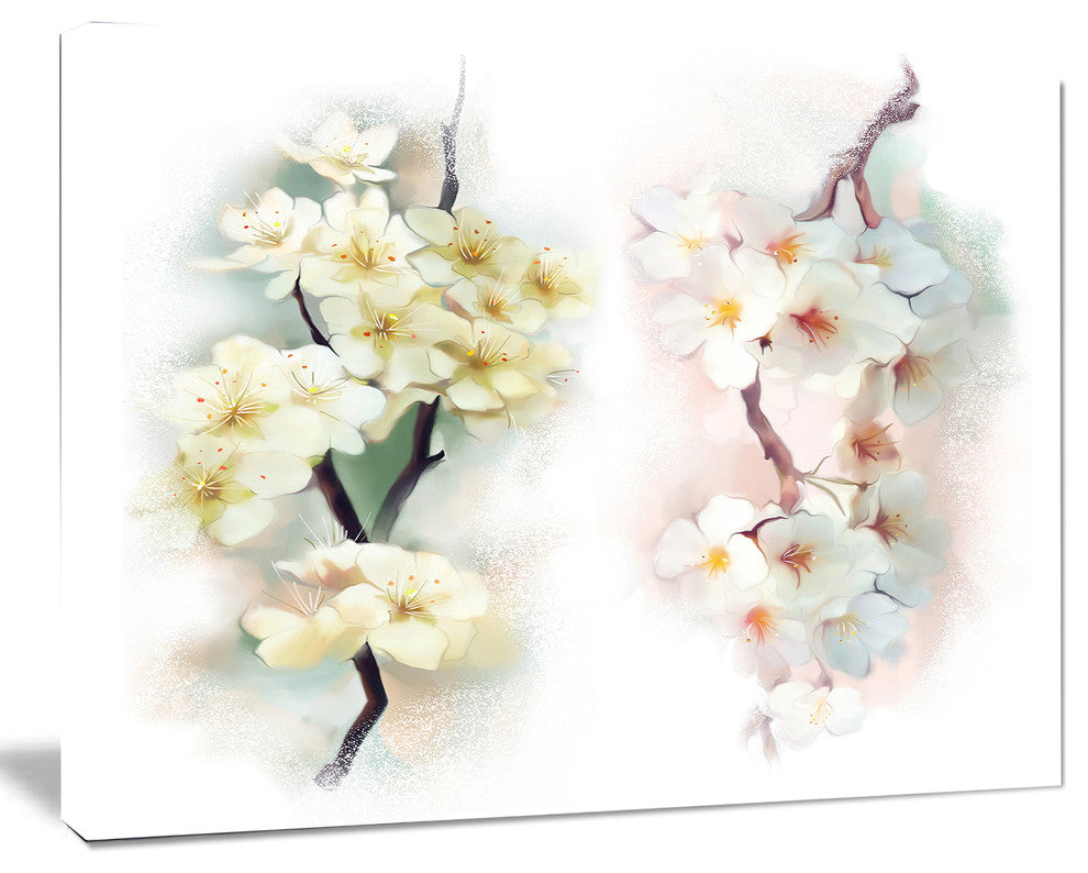 White Flower Bouquet Illustration, Extra Large Floral Wall Art, 20"x12"