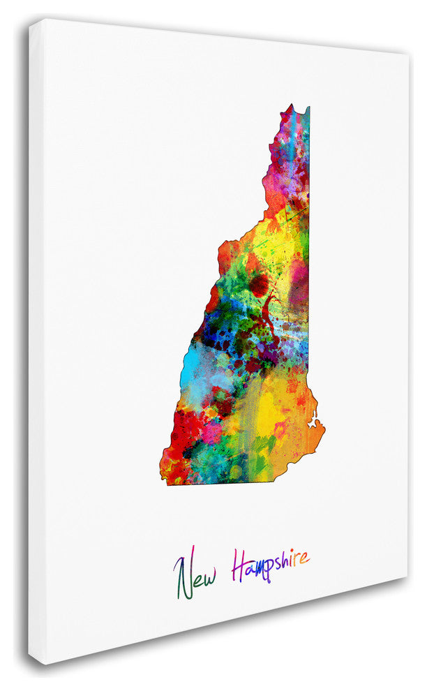 "New Hampshire Map" Canvas Art by Michael Tompsett