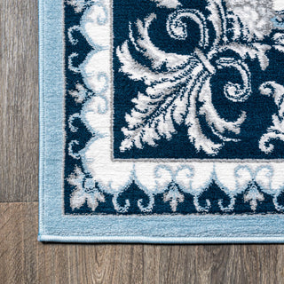 Acanthus French Border, Blue/Navy, 4'x6'