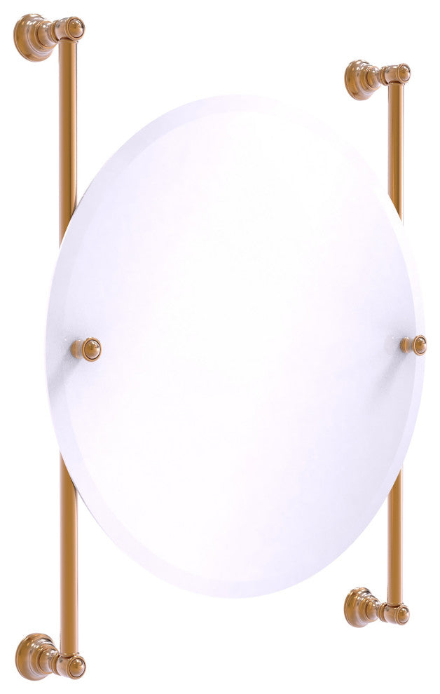 Carolina Round Frameless Rail Mounted Mirror, Brushed Bronze