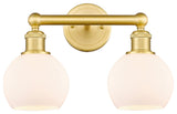 Athens 2-Light 15" Bath Vanity Light, Satin Gold, Matte White