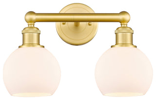 Athens 2-Light 15" Bath Vanity Light, Satin Gold, Matte White