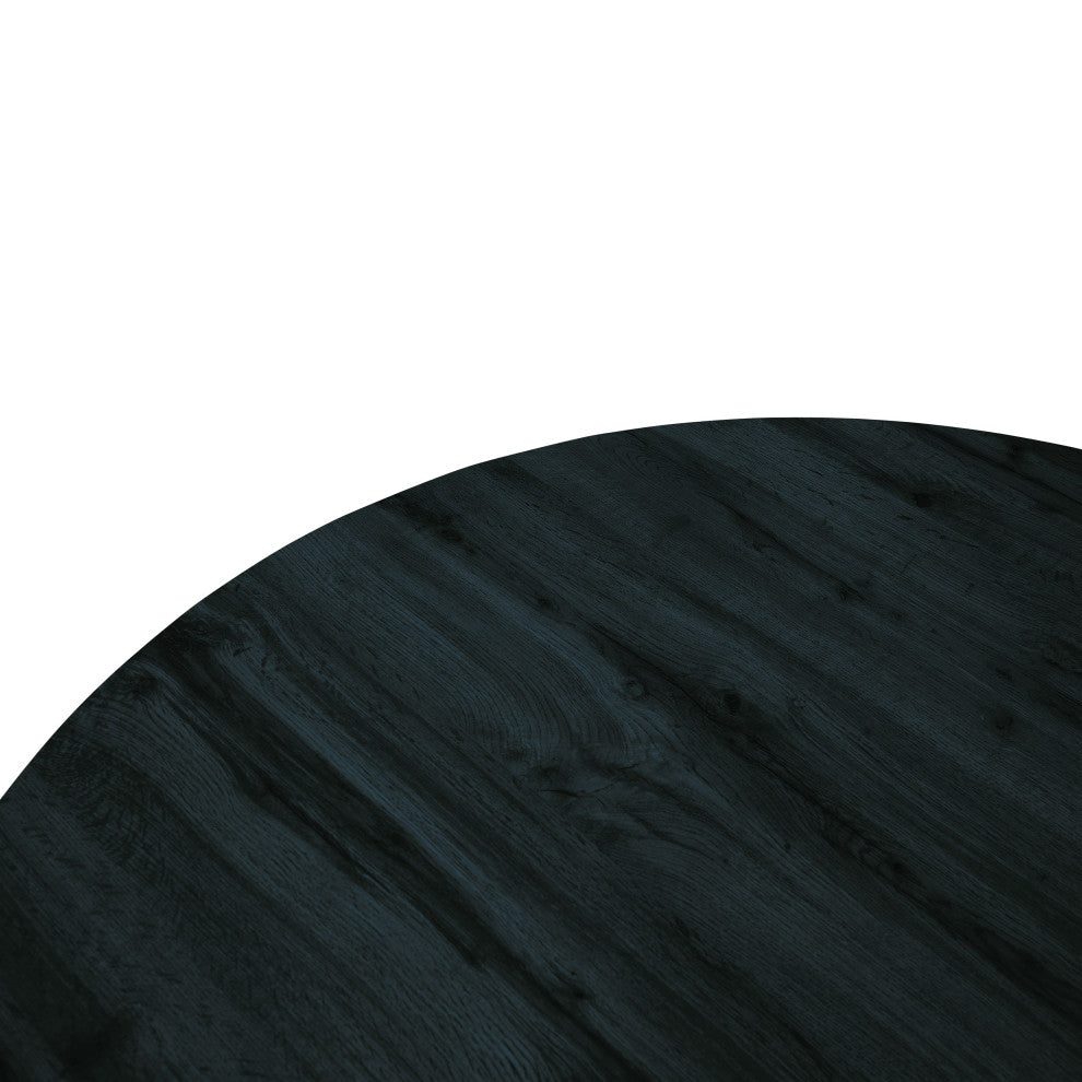 Ravenna 47" Round Dining Table MDF Tabletop in Geometric Metal Base, Ebony