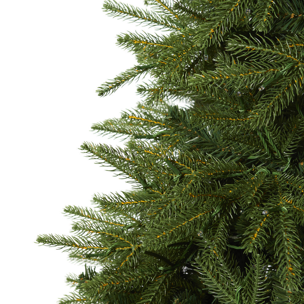 8' Vancouver Fir Natural Look Faux Xmas Tree W/ Clear Lights & Bendable Branches