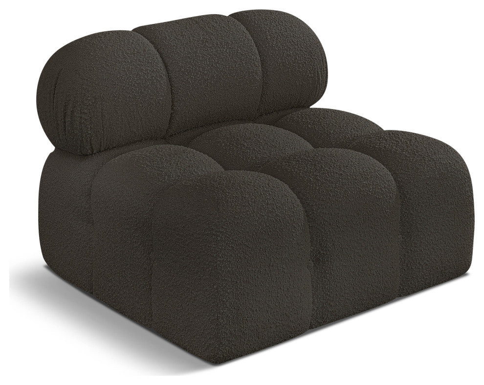 Ames Boucle Fabric Modular Chair, Brown, Armless Chair