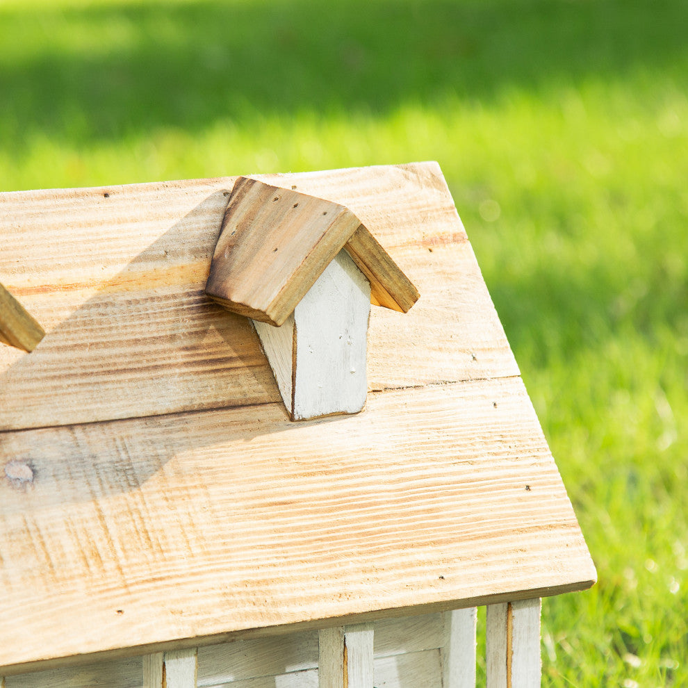 White Distressed Solid Wood Cottage Birdhouse