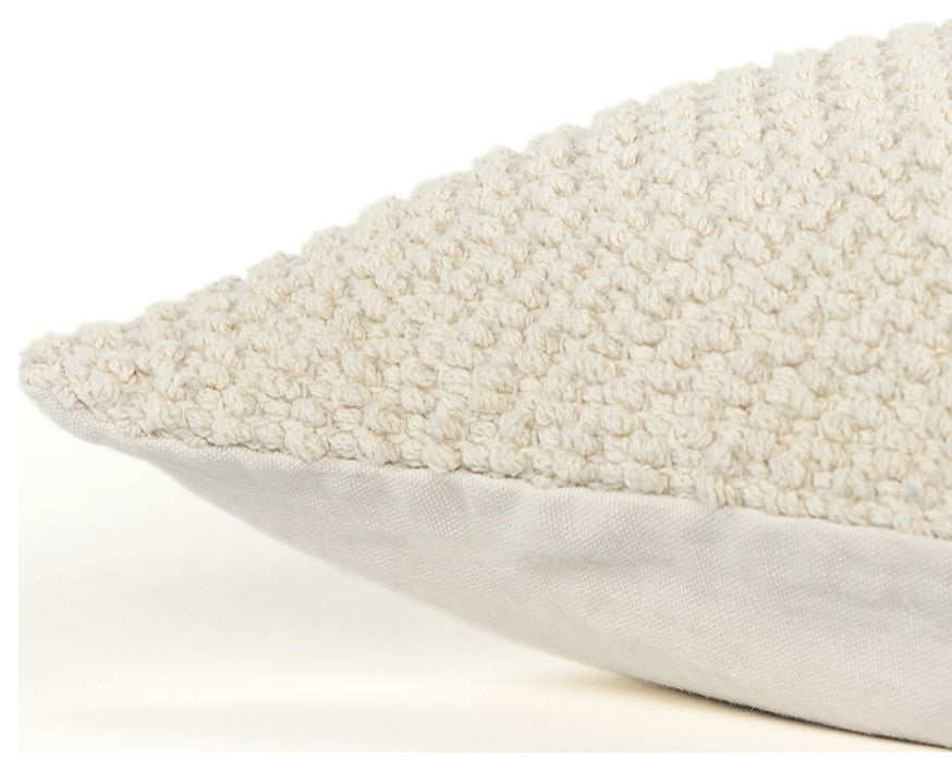 Natural Beige Nubby Textured Modern Throw Pillow