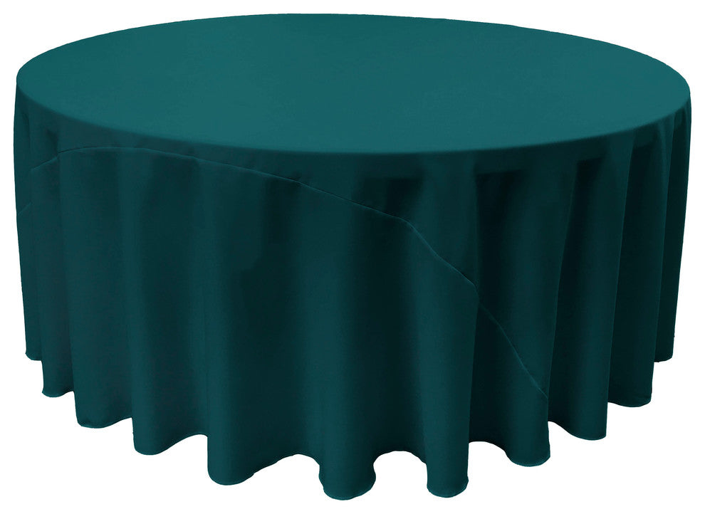 LA Linen Polyester Poplin Tablecloth 132" Round, Dark Teal