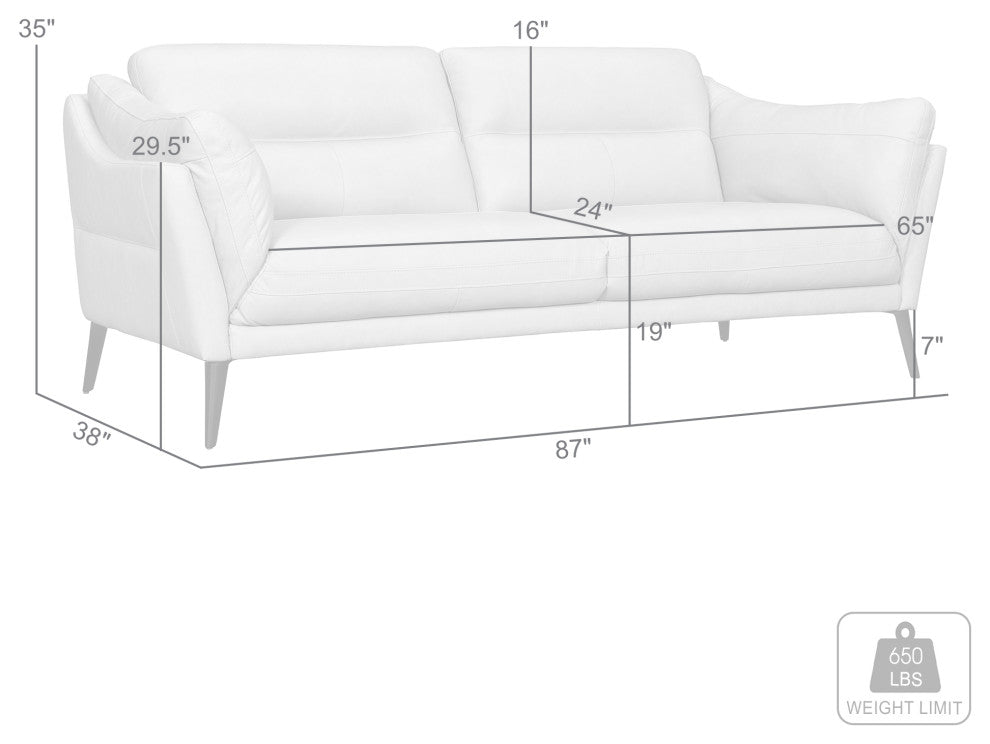 Franz Mint Leather Sofa, Sky Blue