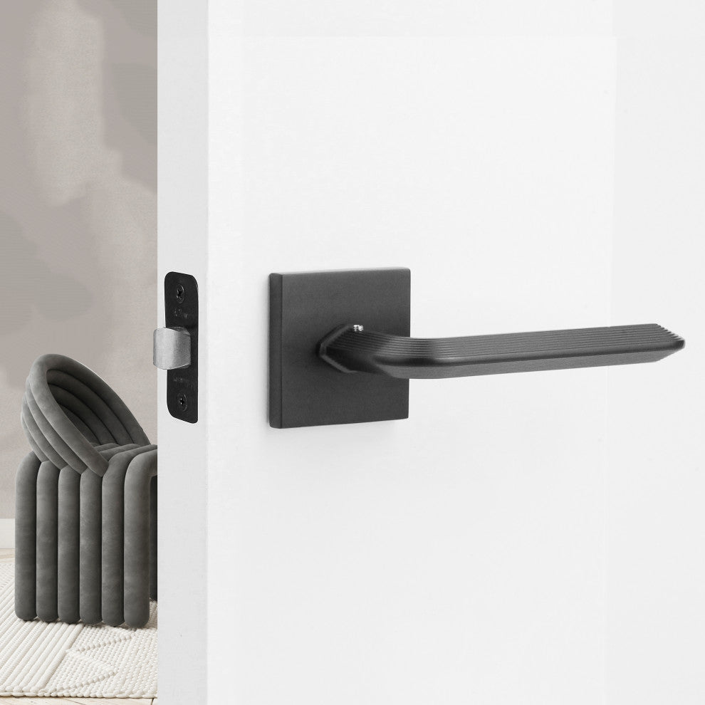 Modern Heavy Duty Designer Interior Door Lever - Crosby Collection, Matte Black, Double Dummy