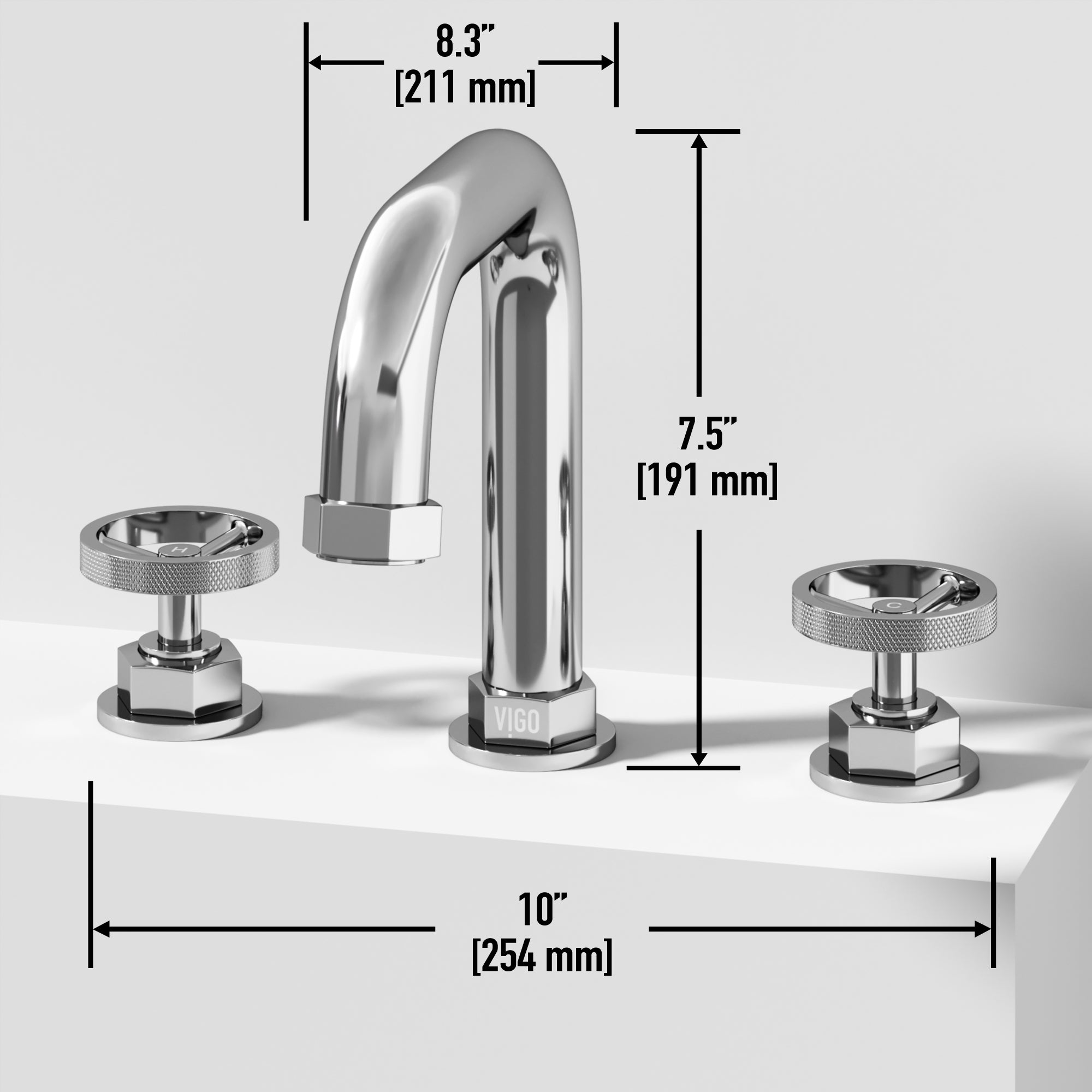 VIGO Hart 7" H 2-Handle Widespread Bathroom Faucet, Chrome