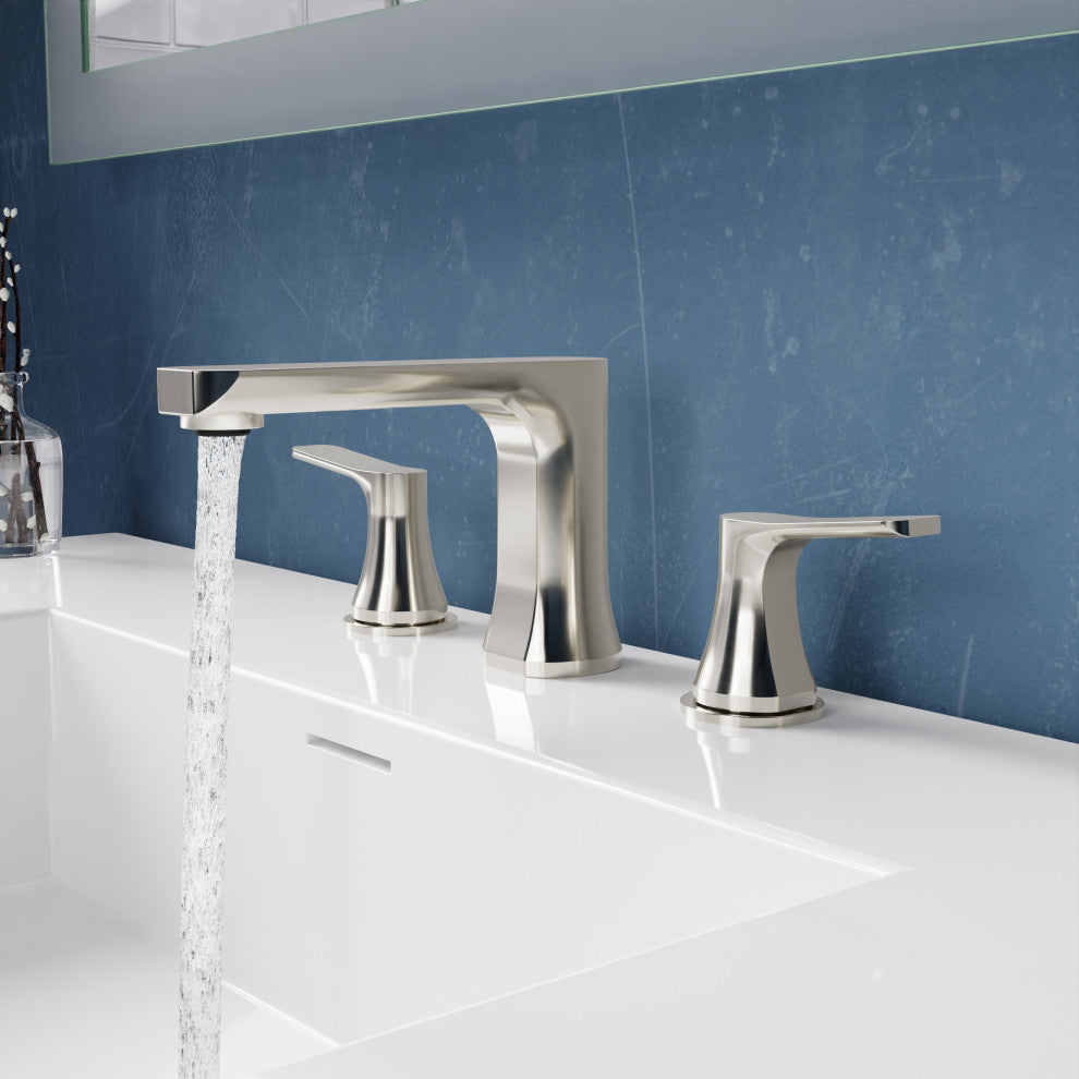 2-Handle 3-Hole Widespread Bathroom Faucet, Brushed Nickel